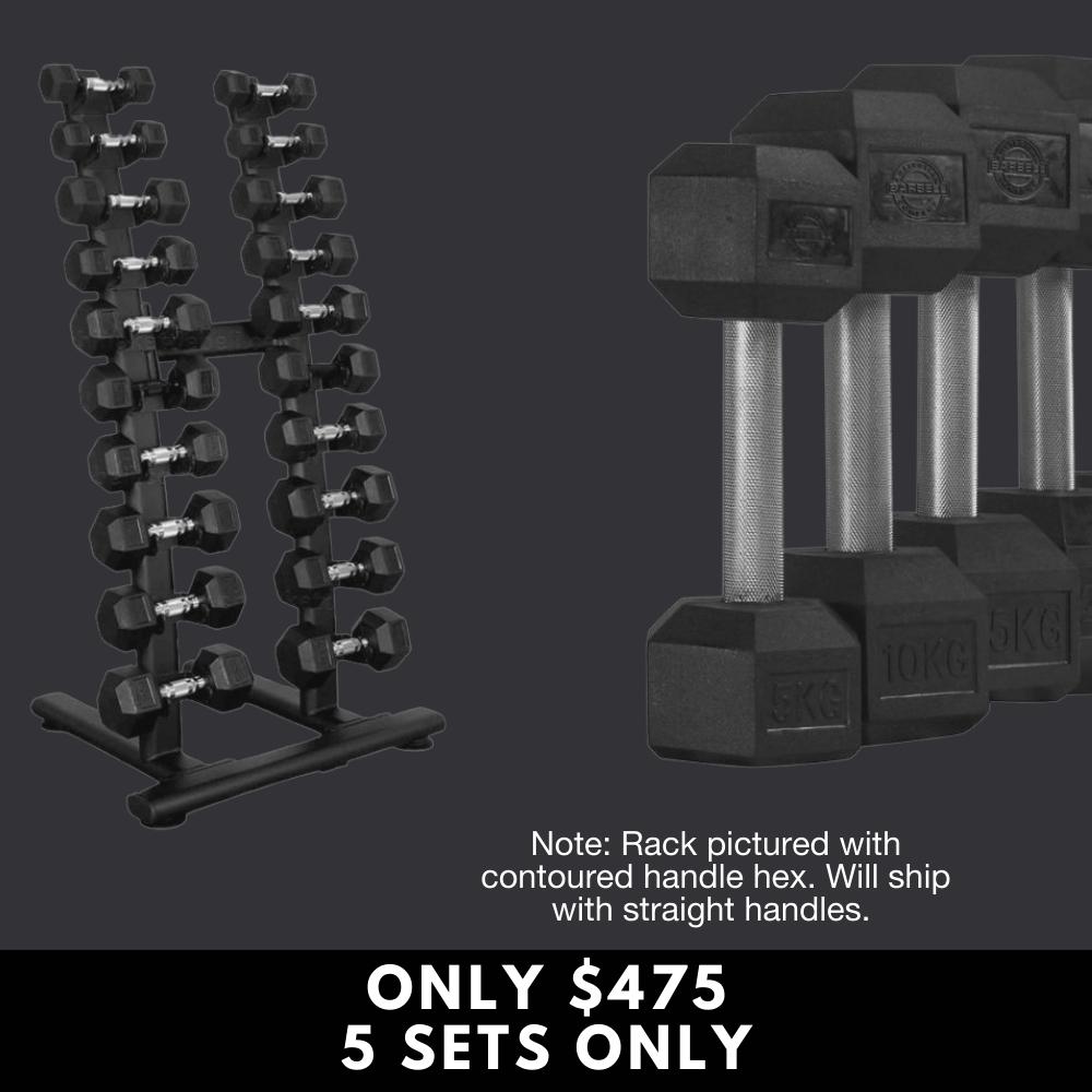 1-10kg Hex Dumbbell Set with 10 pair Rack