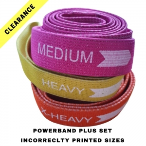 Clearance Powerband Plus Set - Light, Medium & Heavy.  Incorrectly printed sizes